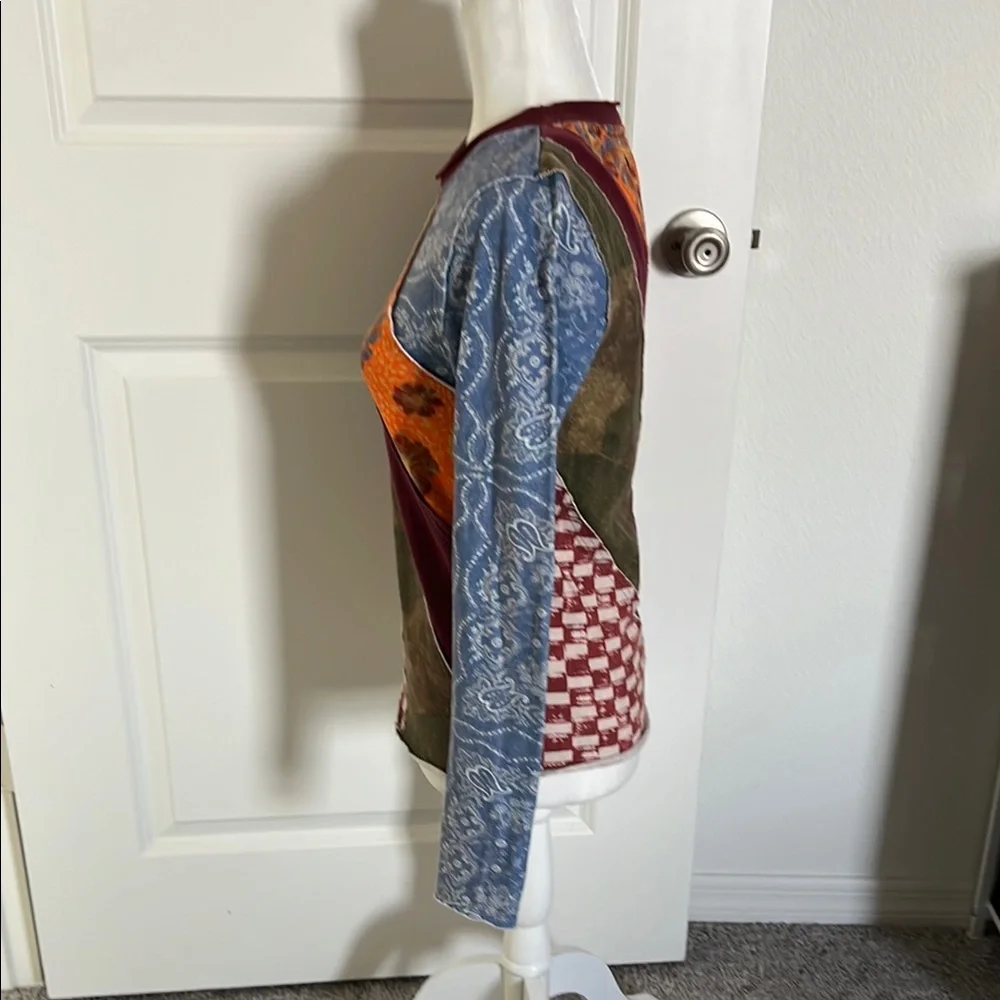 NWOT Free People Patchwork Long Sleeve Top Small / Medium - Picture 6 of 8